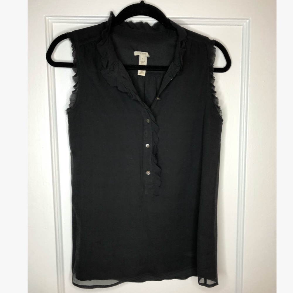 J. Crew silk half button tank blouse